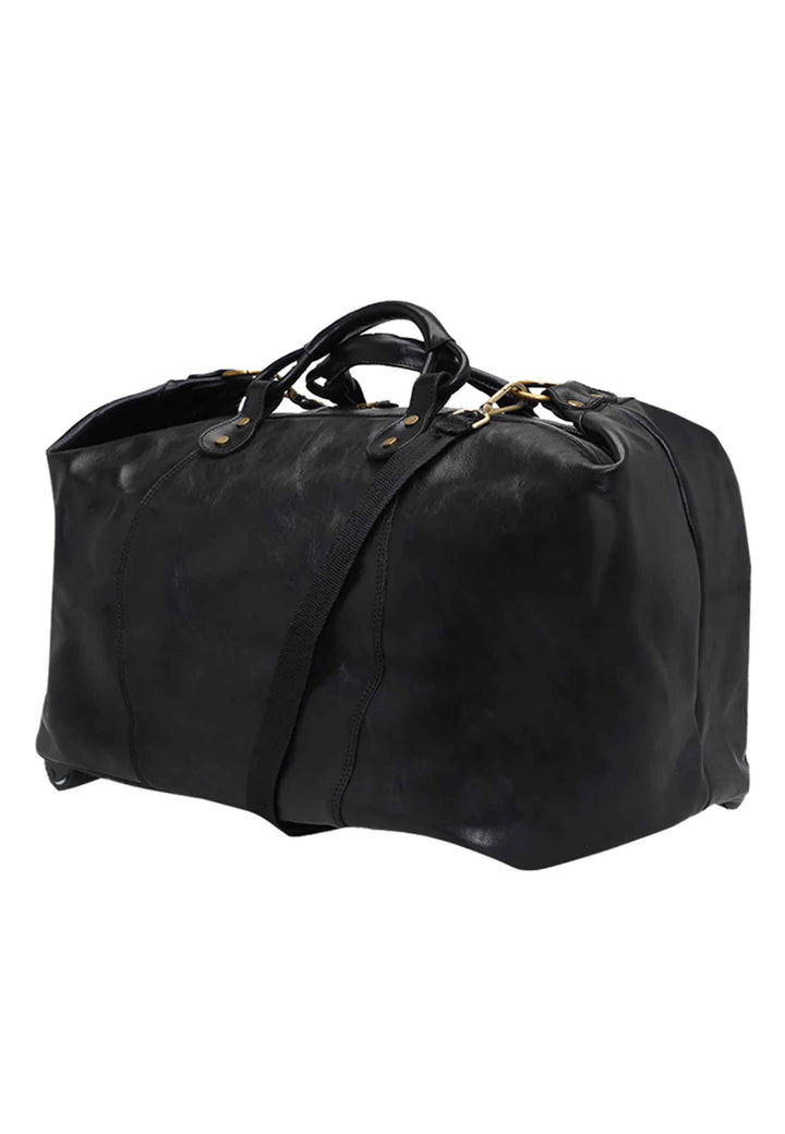 Spatarella Borsone trolley uomo in pelle nero con tirante in pelle Offerta San Valentino