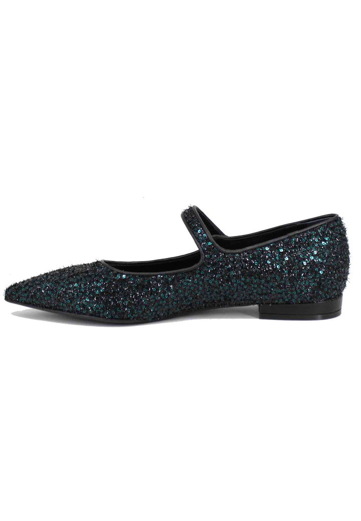 Spatarella Ballerine donna in tessuto glitter verde Smaltimento dello stoccaggio