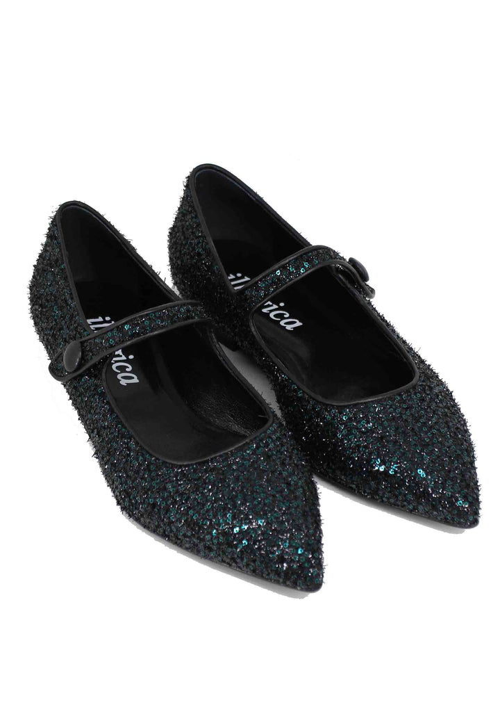Spatarella Ballerine donna in tessuto glitter verde Smaltimento dello stoccaggio