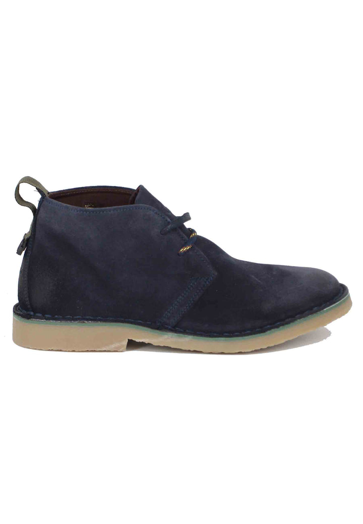 Spatarella Stivaletti polacchine uomo Overland in camoscio blu con suola in para Liquidazione