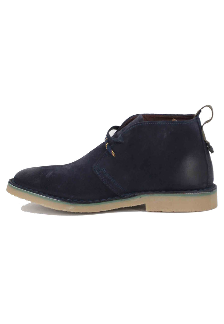 Spatarella Stivaletti polacchine uomo Overland in camoscio blu con suola in para Liquidazione