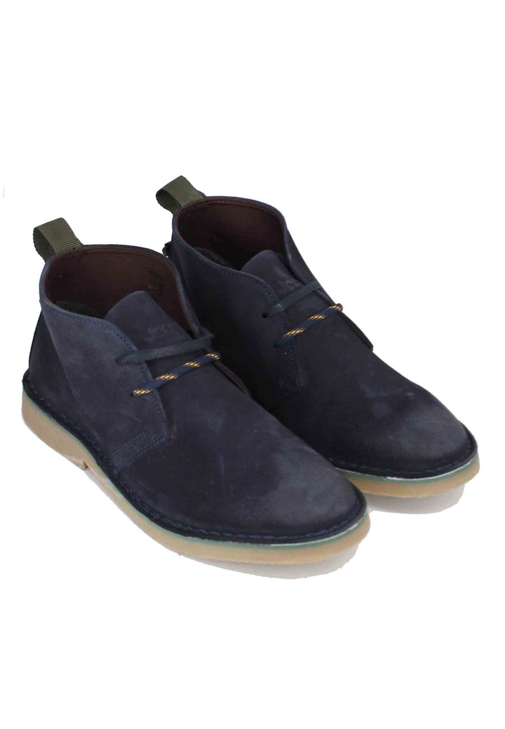 Spatarella Stivaletti polacchine uomo Overland in camoscio blu con suola in para Liquidazione