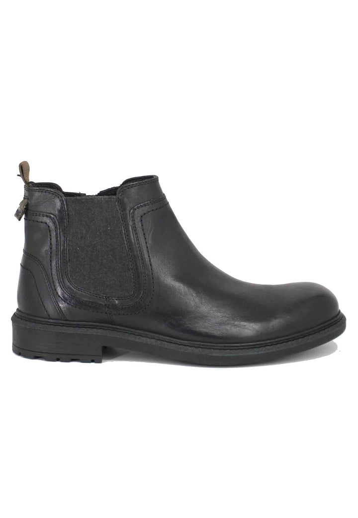 Spatarella Stivaletti uomo in pelle nera con zip laterale e suola in gomma Mywood Chelsea Enormi risparmi