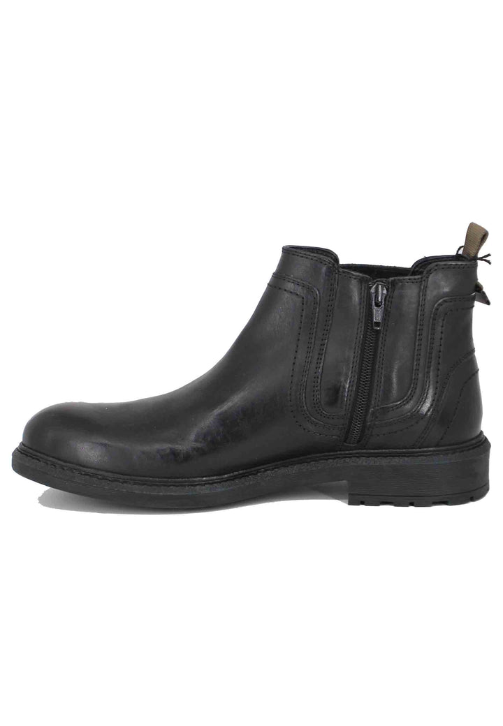 Spatarella Stivaletti uomo in pelle nera con zip laterale e suola in gomma Mywood Chelsea Enormi risparmi
