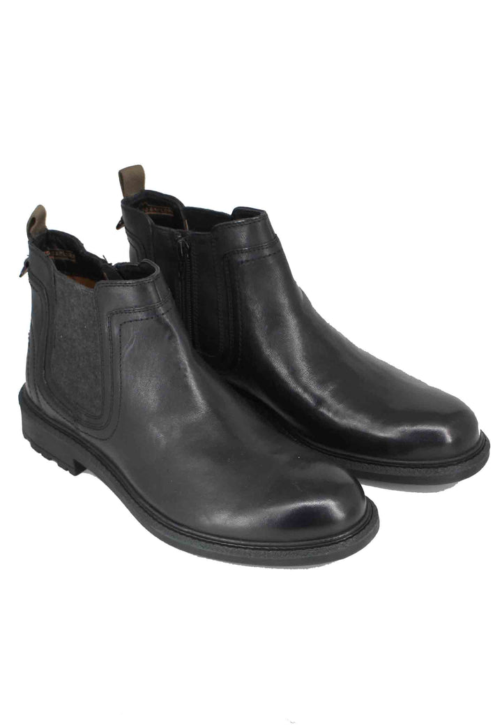 Spatarella Stivaletti uomo in pelle nera con zip laterale e suola in gomma Mywood Chelsea Enormi risparmi
