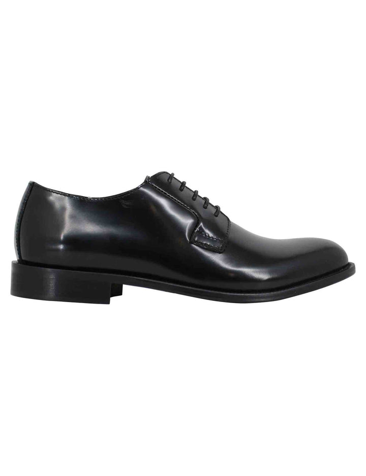 Spatarella Stringate uomo in pelle nera con suola in cuoio Super Saving Price