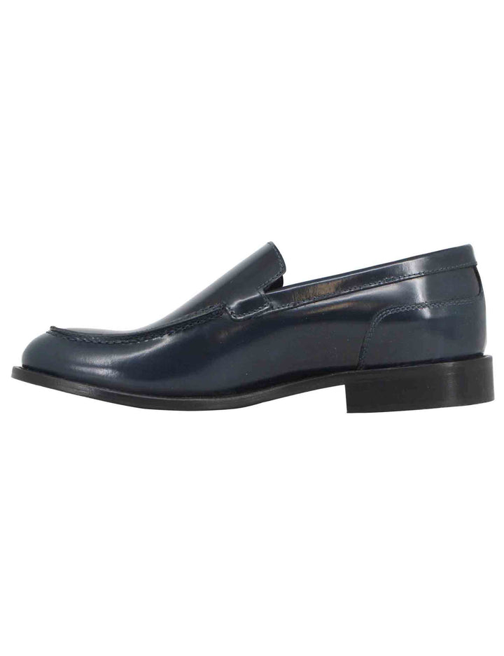 Spatarella Mocassini uomo in pelle blu con patta liscia a suola in cuoio cucita Offerta settimanale