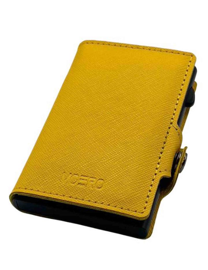 Spatarella Portatessere in pelle saffiano giallo antigraffio con portamonete Fino al 50% di sconto