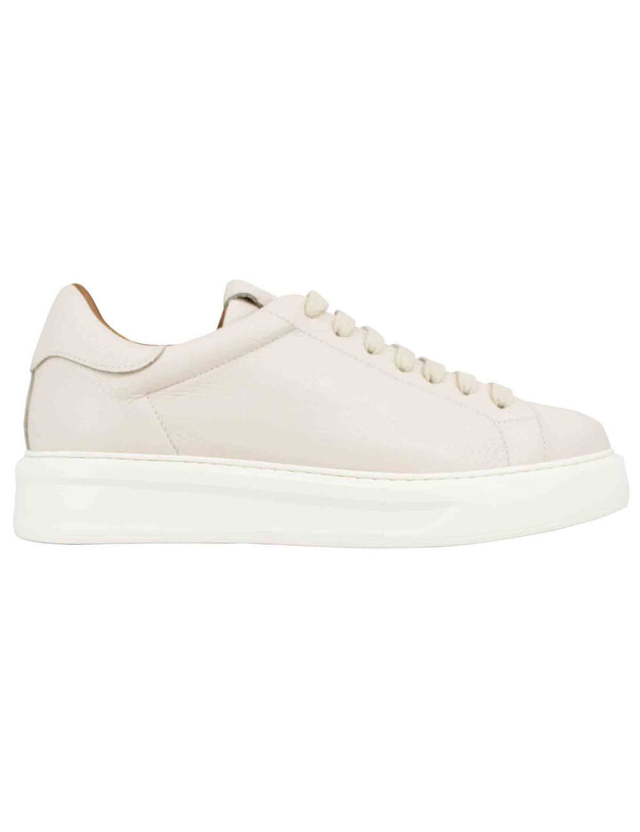 Spatarella Sneakers uomo in pelle beige martellata con suola alta in gomma Fino al 60% di sconto