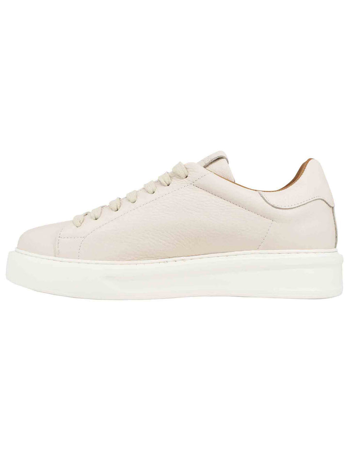 Spatarella Sneakers uomo in pelle beige martellata con suola alta in gomma Fino al 60% di sconto