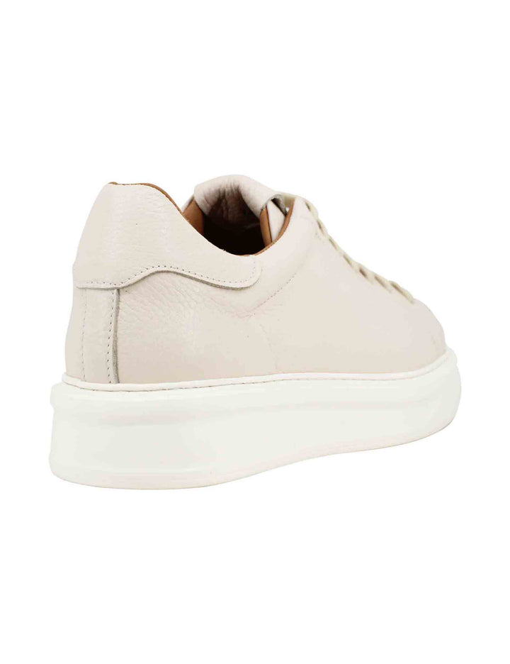 Spatarella Sneakers uomo in pelle beige martellata con suola alta in gomma Fino al 60% di sconto