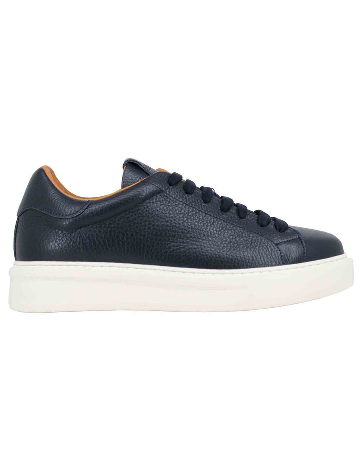 Spatarella Sneakers uomo in pelle blu martellata con suola alta in gomma Fino al 65% di sconto