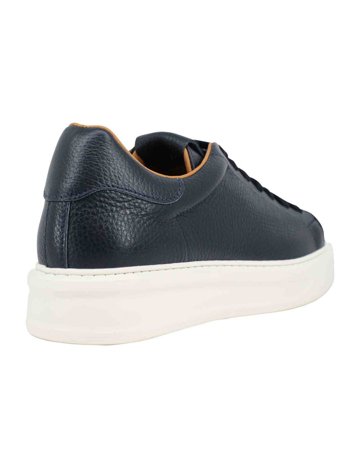 Spatarella Sneakers uomo in pelle blu martellata con suola alta in gomma Fino al 65% di sconto