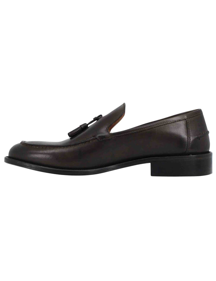 Spatarella Mocassini uomo in pelle testa di moro con suola cucita in cuoio e nappine Fino al 55% di sconto