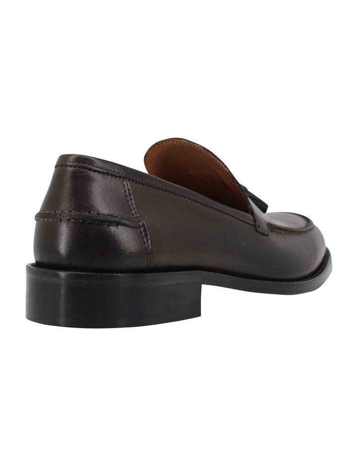 Spatarella Mocassini uomo in pelle testa di moro con suola cucita in cuoio e nappine Fino al 55% di sconto
