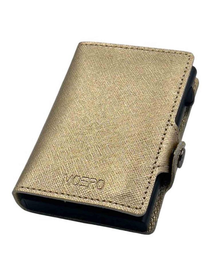 Spatarella Portatessere in pelle saffiano oro antigraffio con portamonete Enormi sconti