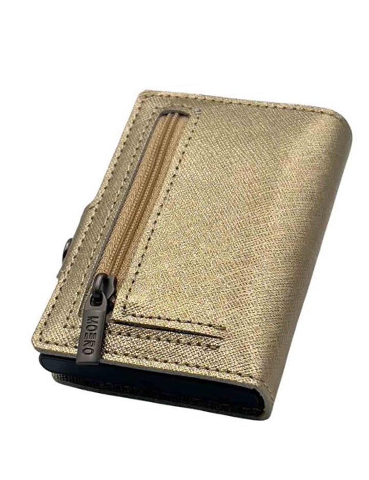 Spatarella Portatessere in pelle saffiano oro antigraffio con portamonete Enormi sconti