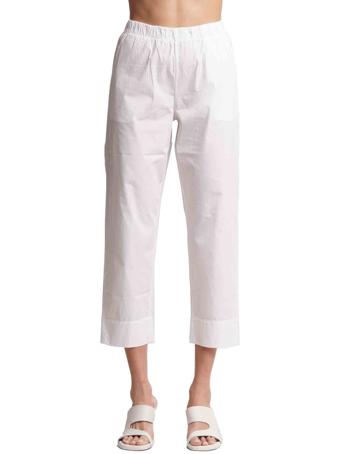Spatarella Pantaloni donna in cotone bianco con elastico in vita Limitato a 3 giorni