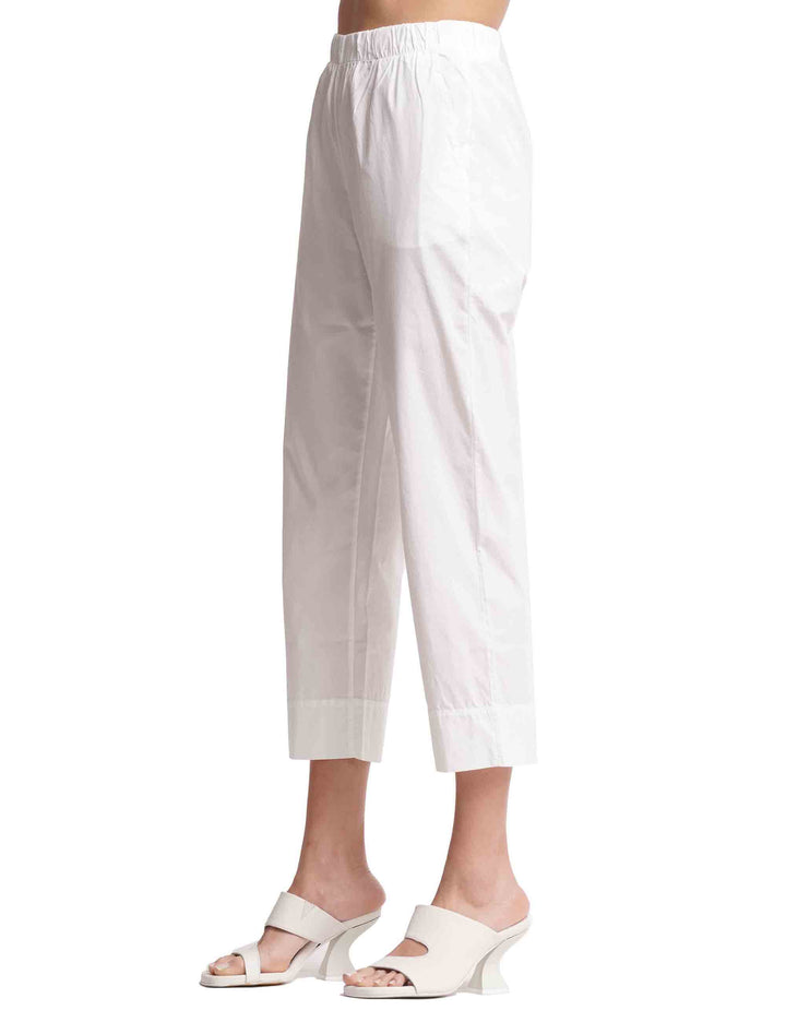 Spatarella Pantaloni donna in cotone bianco con elastico in vita Limitato a 3 giorni
