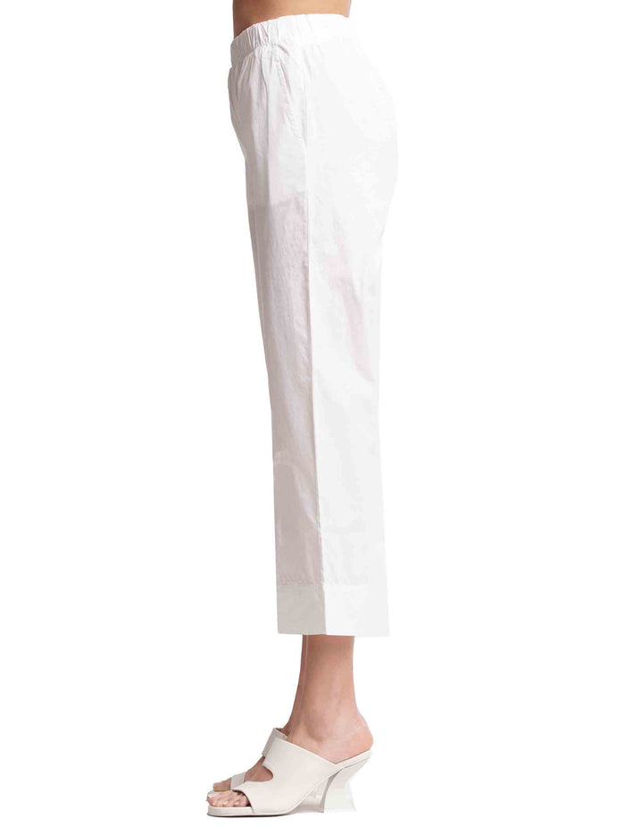 Spatarella Pantaloni donna in cotone bianco con elastico in vita Limitato a 3 giorni