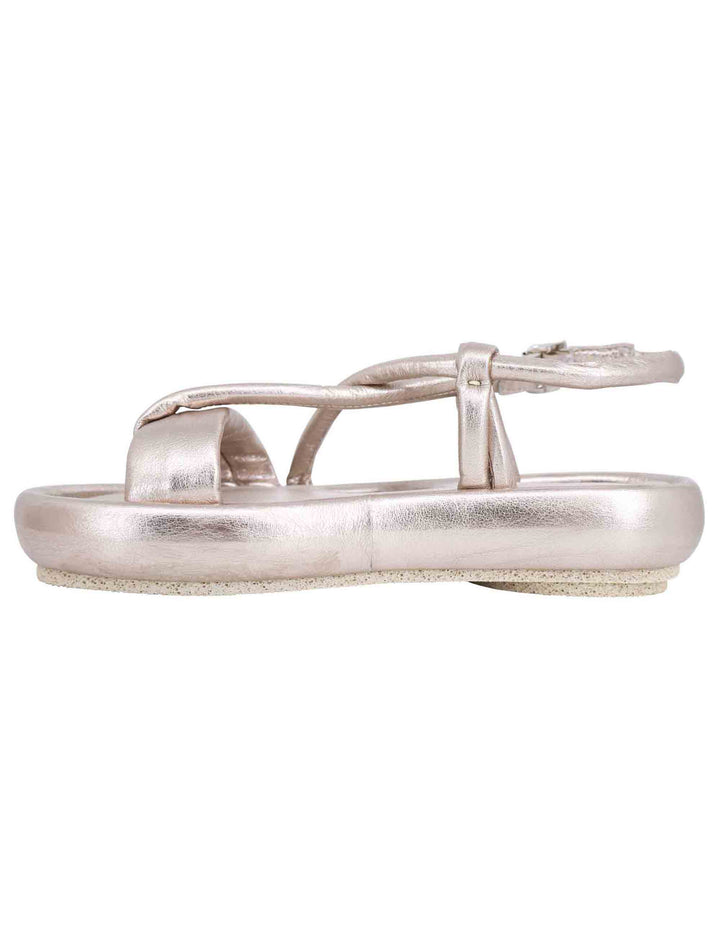 Spatarella Sandali infradito slingback donna in pelle platino con zeppa bassa 50% di sconto per tempo limitato