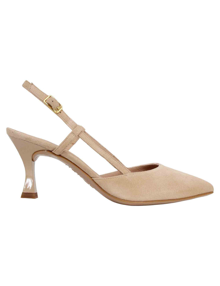 Spatarella Decollete slingback donna in camoscio nude tacco alto Nuovo