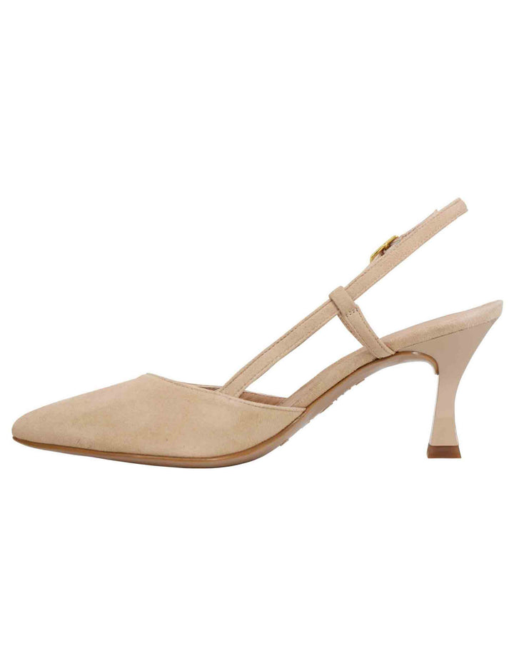 Spatarella Decollete slingback donna in camoscio nude tacco alto Nuovo