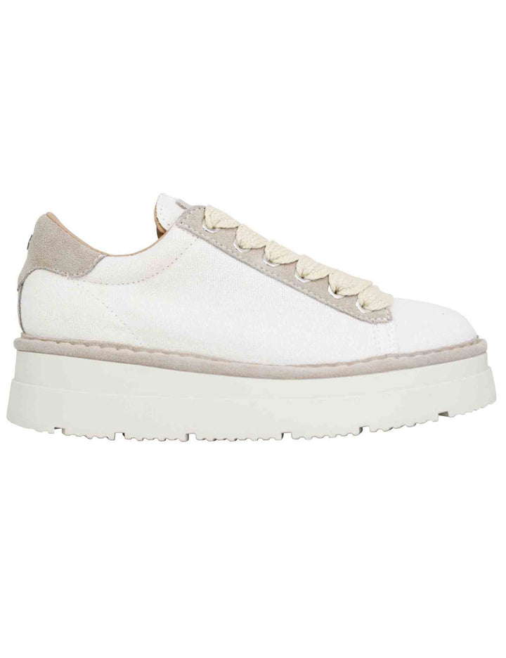 Spatarella Sneakers donna in tessuto bianco con fondo alto Negozi Online