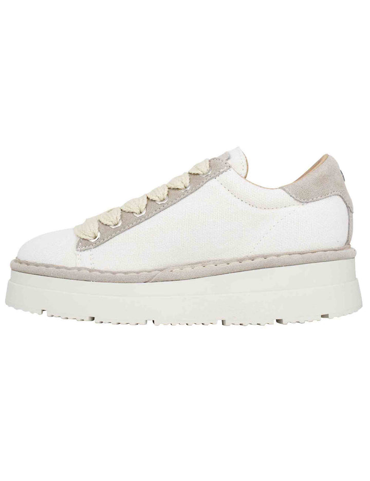 Spatarella Sneakers donna in tessuto bianco con fondo alto Negozi Online