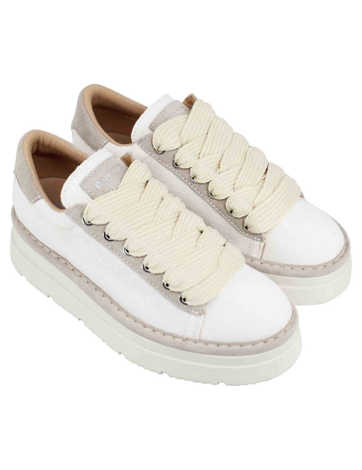 Spatarella Sneakers donna in tessuto bianco con fondo alto Negozi Online
