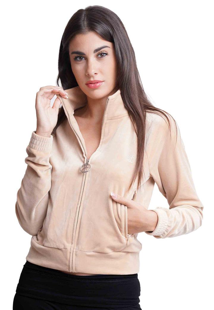 Spatarella Felpa donna Diamond in velluto beige con strass Affare Del Giorno