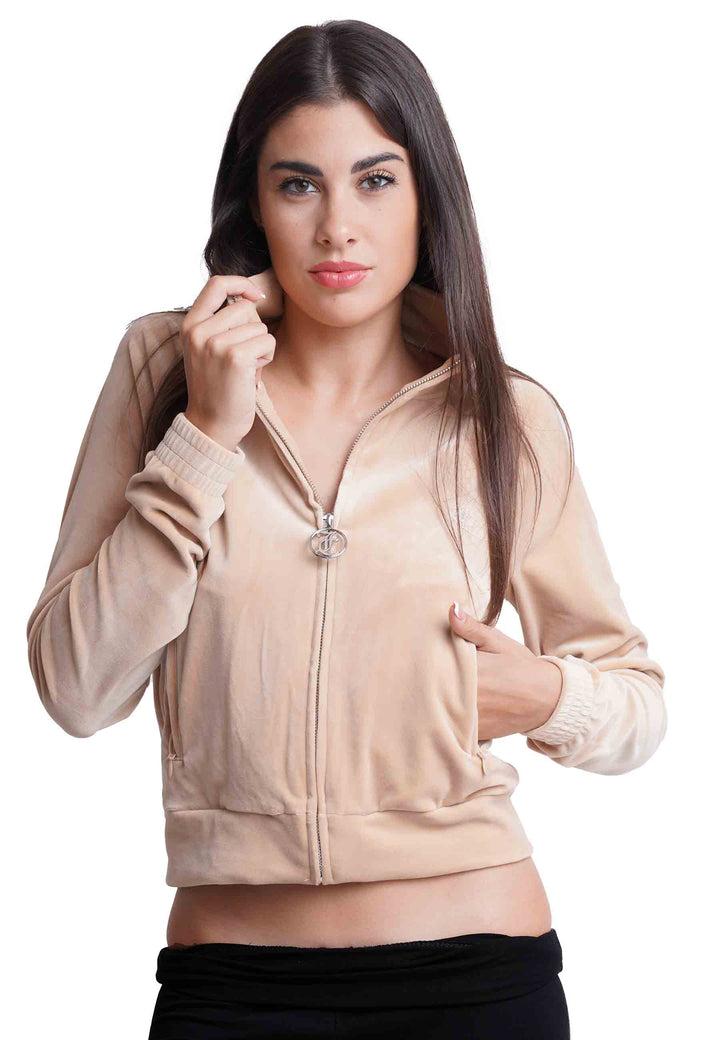 Spatarella Felpa donna Diamond in velluto beige con strass Affare Del Giorno