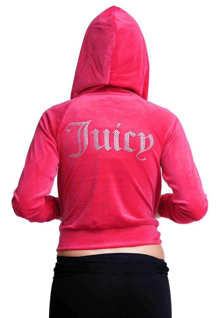 Spatarella Felpa donna Diamond in velluto fuxia con cappuccio e strass Sottocosto