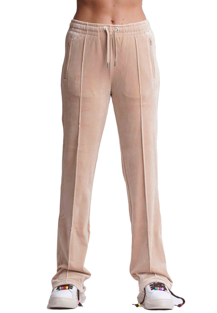 Spatarella Pantaloni donna Diamond in velluto beige con strass Convenienza