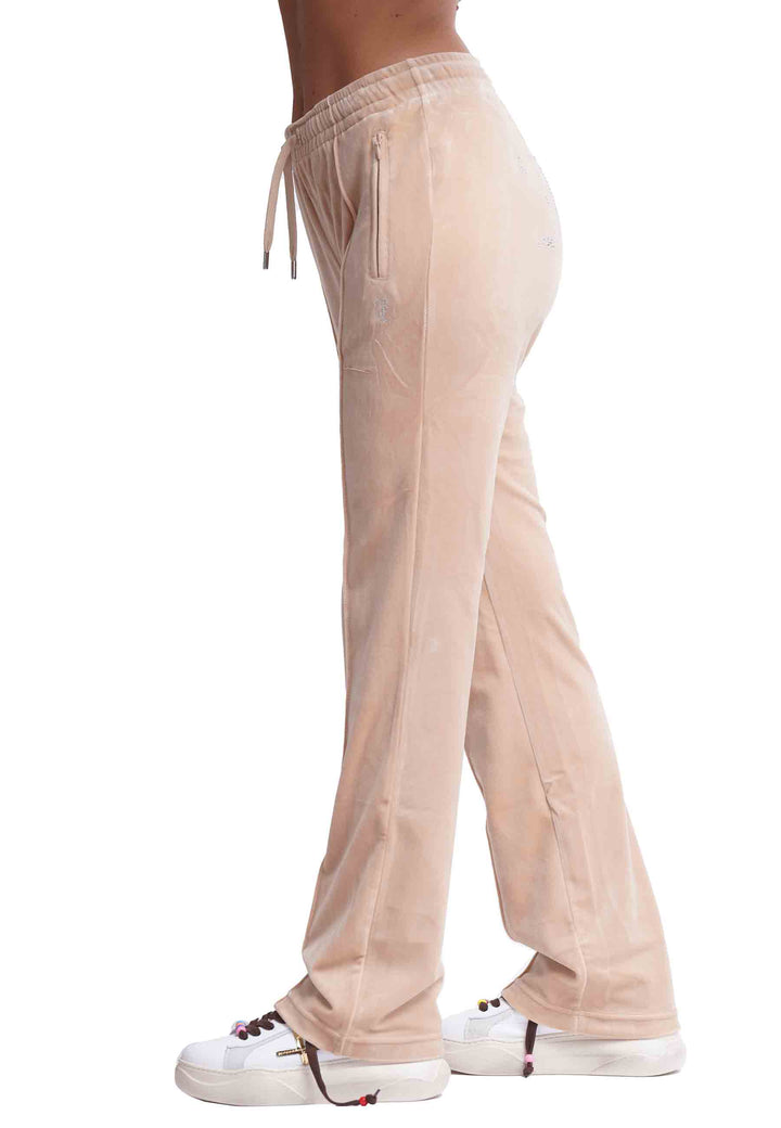 Spatarella Pantaloni donna Diamond in velluto beige con strass Convenienza