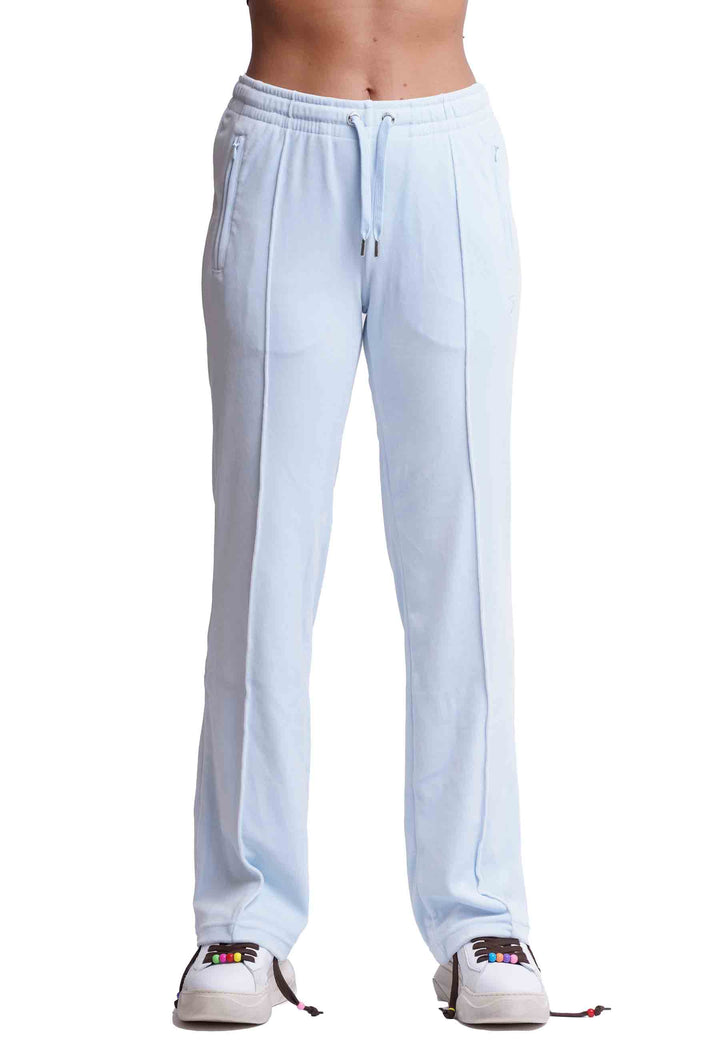 Spatarella Pantaloni donna Diamond in velluto celeste con strass Novità