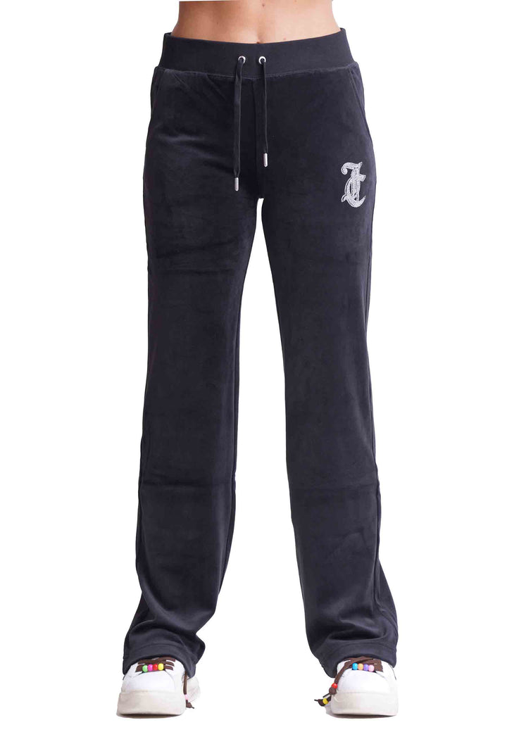 Spatarella Pantaloni donna Diamond in velluto nero con strass Presa