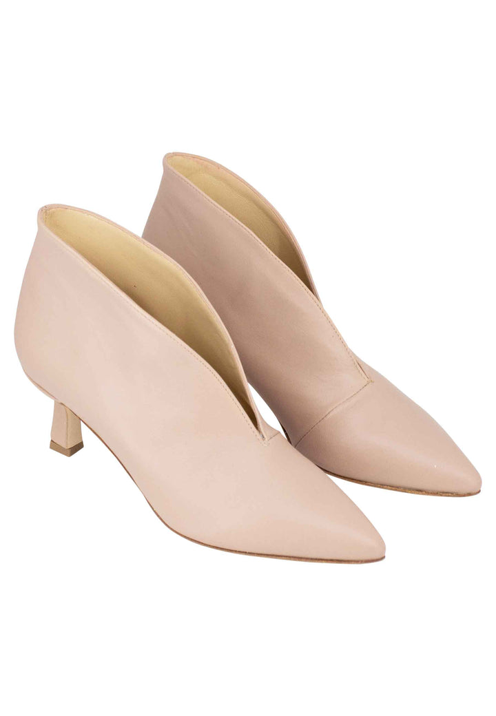 Spatarella Ankle boot donna in pelle cipria con tacco basso Sconto