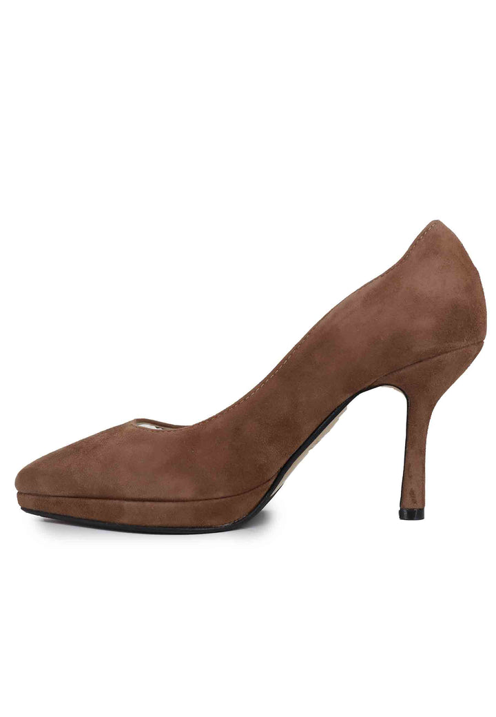Spatarella Decollete donna in camoscio cuoio tacco alto Offerta