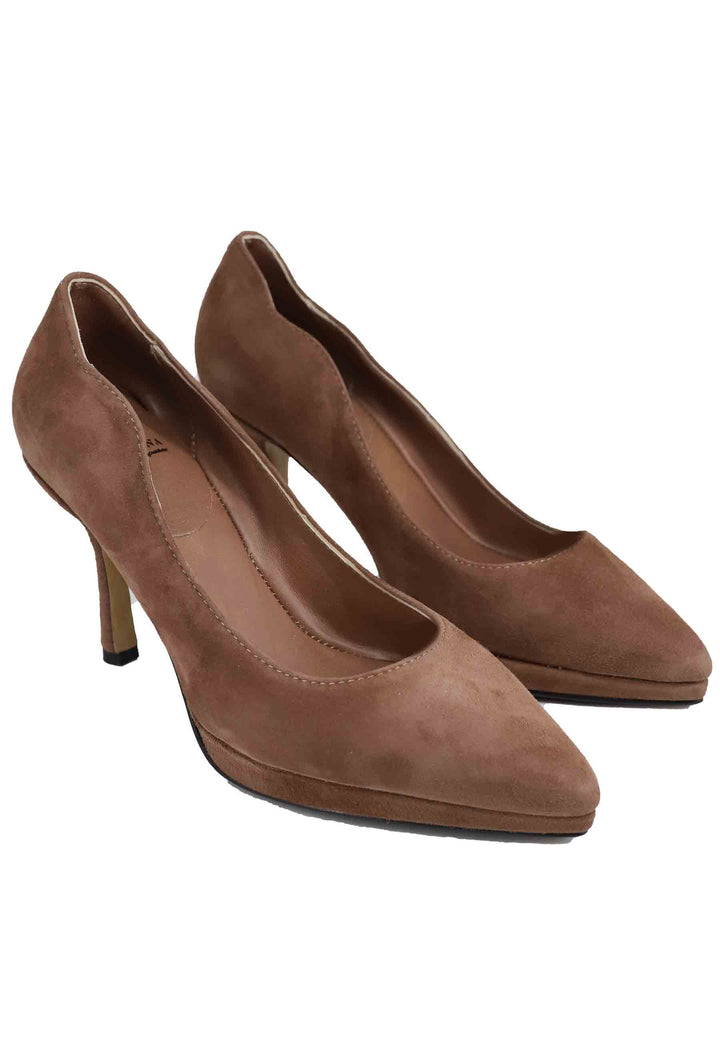 Spatarella Decollete donna in camoscio cuoio tacco alto Offerta