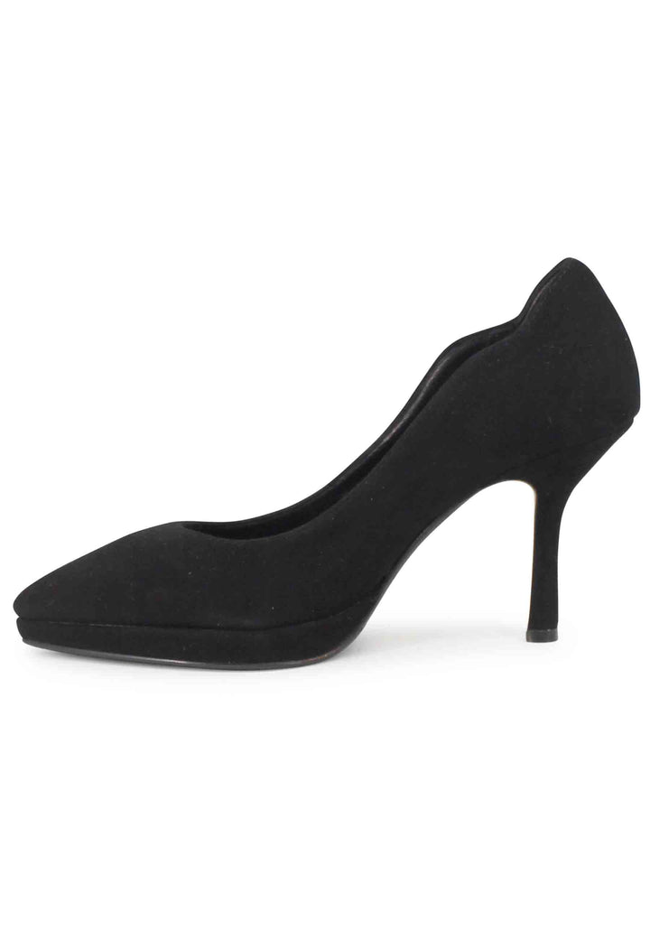 Spatarella Decollete donna in camoscio nero tacco alto Economico