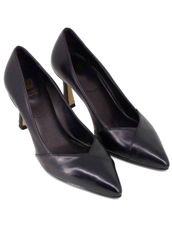 Spatarella Decollete donna in pelle nera tacco alto Saldi
