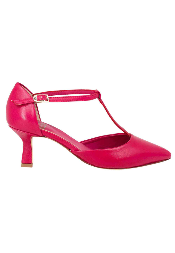 Spatarella Decollete donna in pelle rossa con cinturino e punta chiusa Vendita Calda