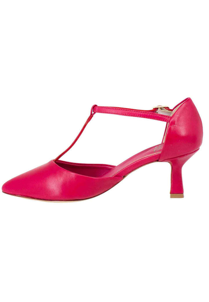 Spatarella Decollete donna in pelle rossa con cinturino e punta chiusa Vendita Calda