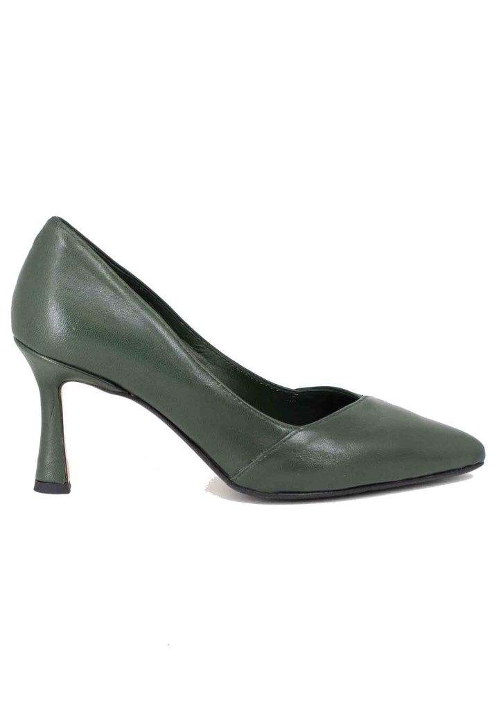 Spatarella Decollete donna in pelle verde tacco alto Saldi Di Fabbrica