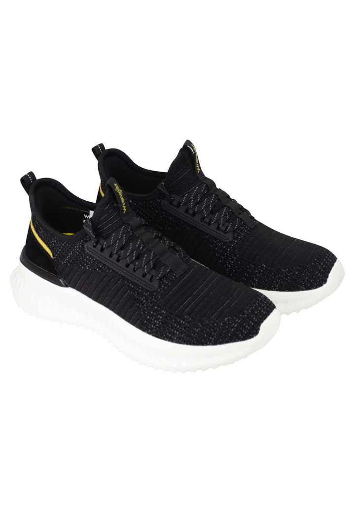 Spatarella Sneakers uomo Star in tessuto elastico nero con suola alta in gomma Sconto di tempo limitato