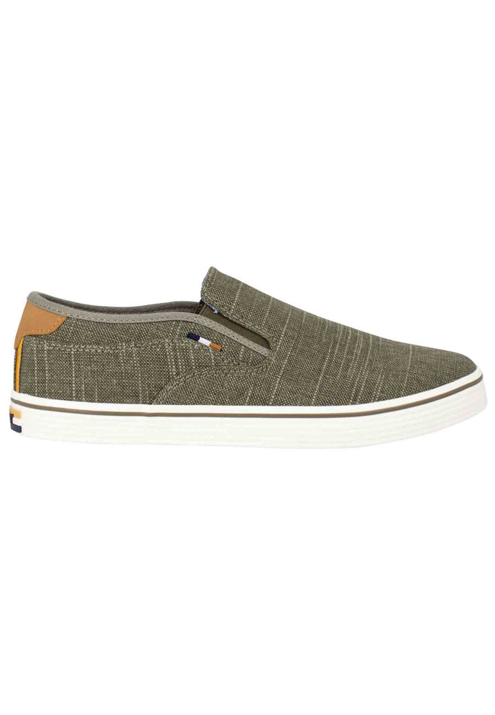 Spatarella Mocassini uomo Calypso Slip On in tessuto verde con suola in gomma Flash Sale