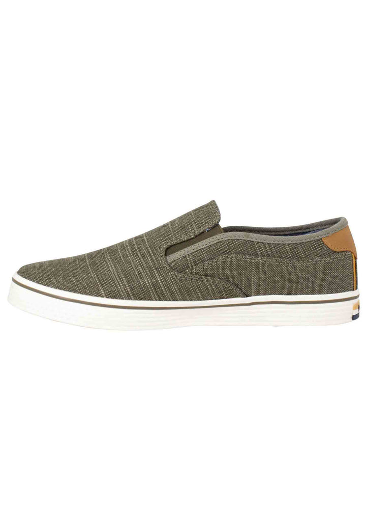 Spatarella Mocassini uomo Calypso Slip On in tessuto verde con suola in gomma Flash Sale