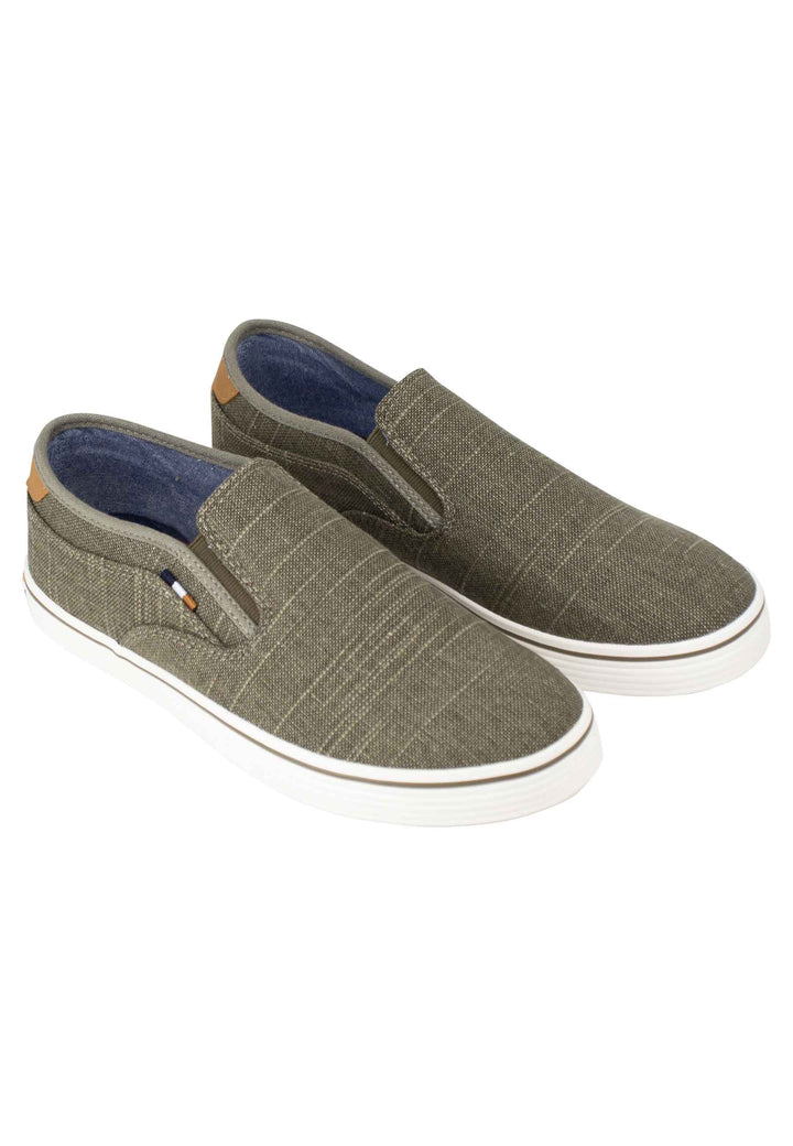 Spatarella Mocassini uomo Calypso Slip On in tessuto verde con suola in gomma Flash Sale
