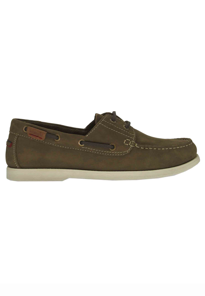 Spatarella Mocassini barca Baltic uomo in pelle verde kaki e suola bianca Fornitura limitata